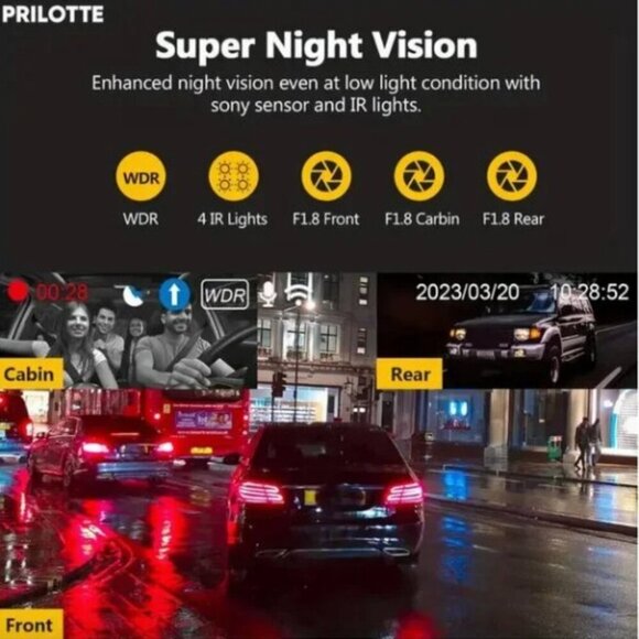 G308 4K Front and Rear Dash Camera with Infrared Night Vision and 32GB SD Card - Picture 4 of 7
